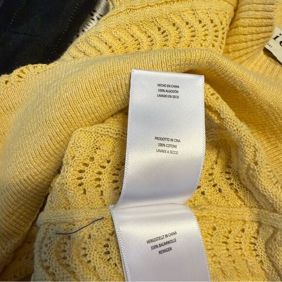 Joie Women's Yellow Sweater Open Knit Lightweight 100% Cotton Size Small - Picture 4 of 4